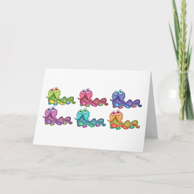 Colourful Caterpillar Characters Fun Whimsical Card (Creator Uploaded)
