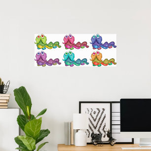 Colourful Caterpillar Characters Fun Whimsical Poster