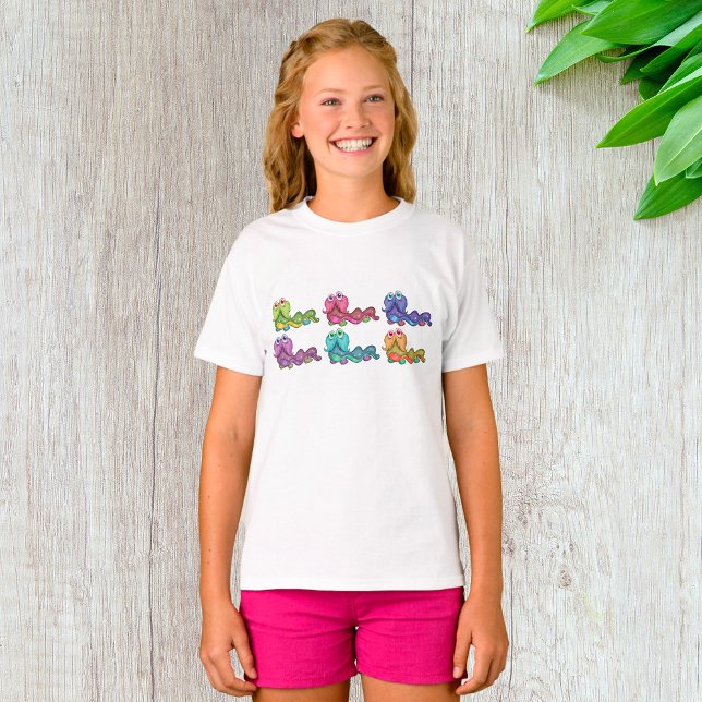 Colourful Caterpillar Characters Fun Whimsical T-Shirt (Creator Uploaded)