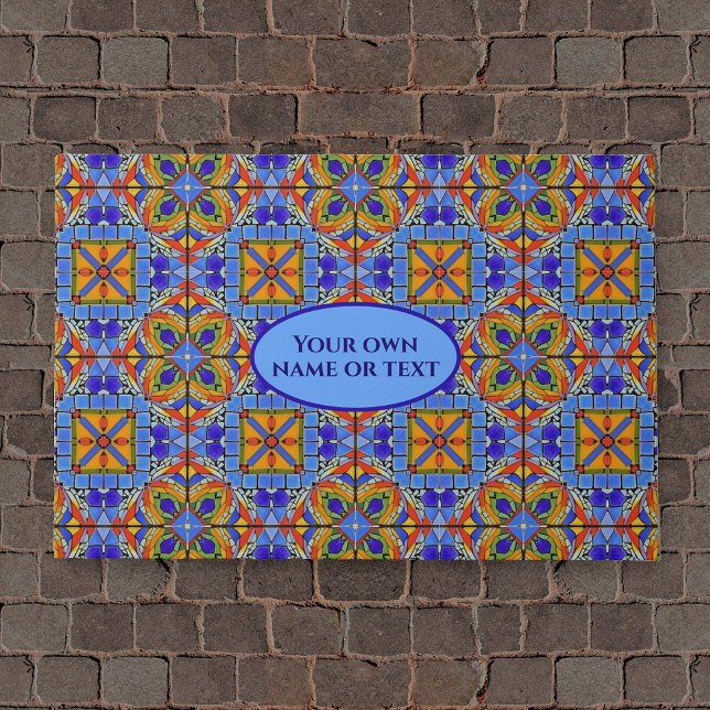 Colourful Cathedral Mosaic Floor & your text Doormat (Creator Uploaded)