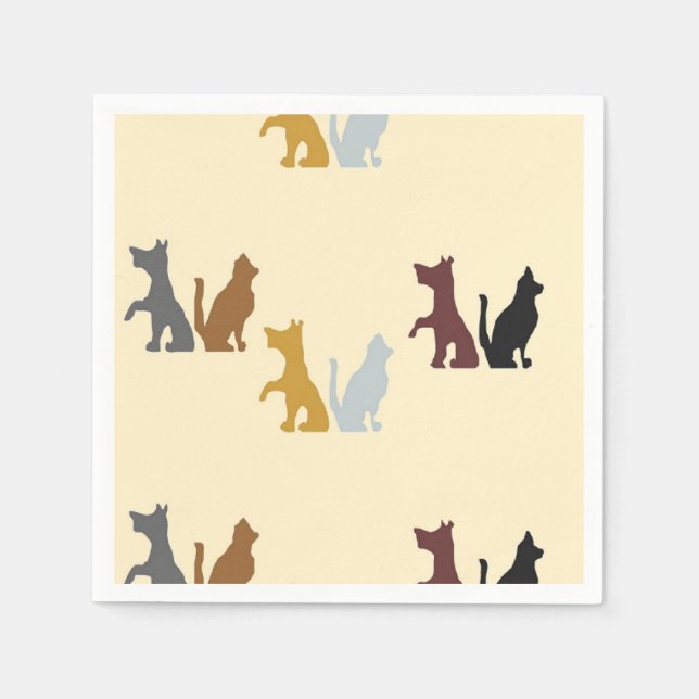 Colourful cats and dogs pattern napkin (Front)