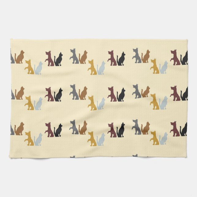 Colourful cats and dogs pattern tea towel (Horizontal)