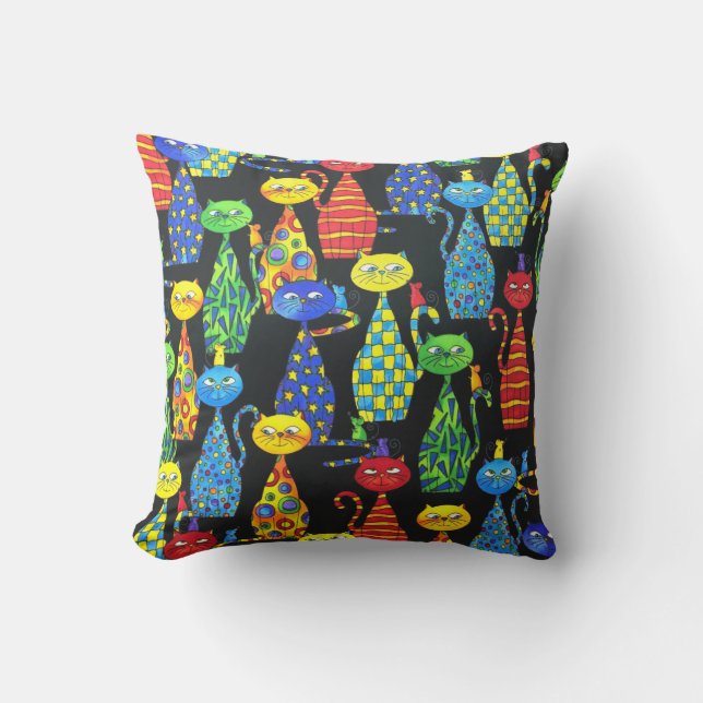 Colourful Cats and Mice Cushion (Front)