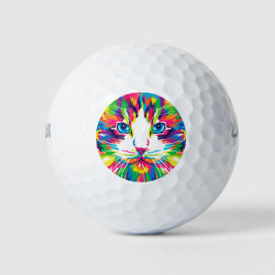 Colourful Cats Art Aesthetic Cat Pictures Cat Art Golf Balls