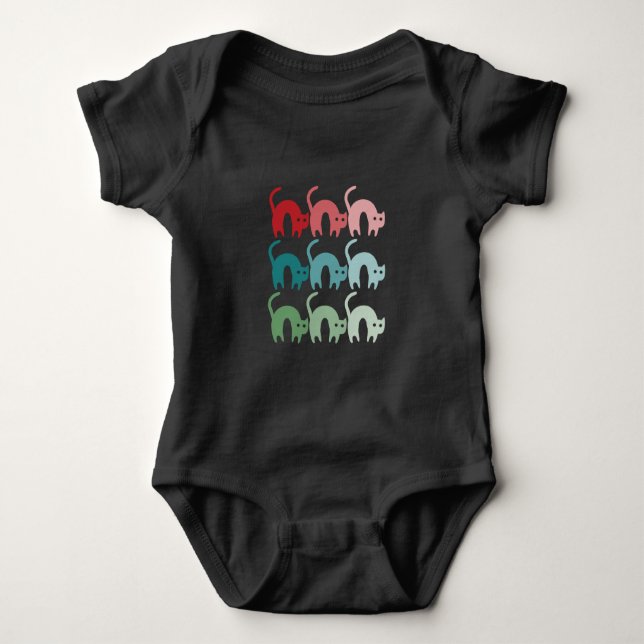 Colourful Cats Baby Bodysuit Fixed Design (Front)