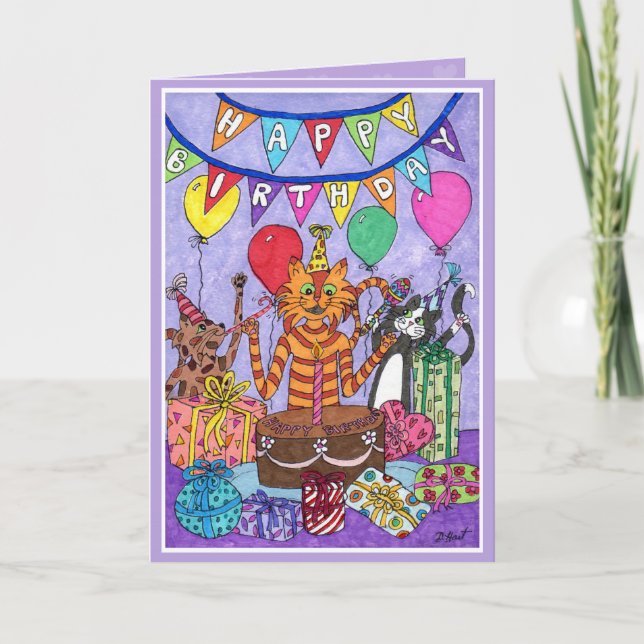 Colourful Cats Birthday Card (Front)