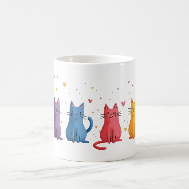 Colourful Cats Cartoon Coffee Mug (Center)