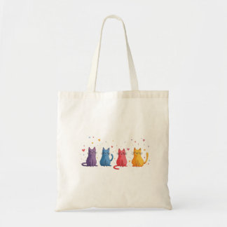 Colourful Cats Cartoon Tote Bag