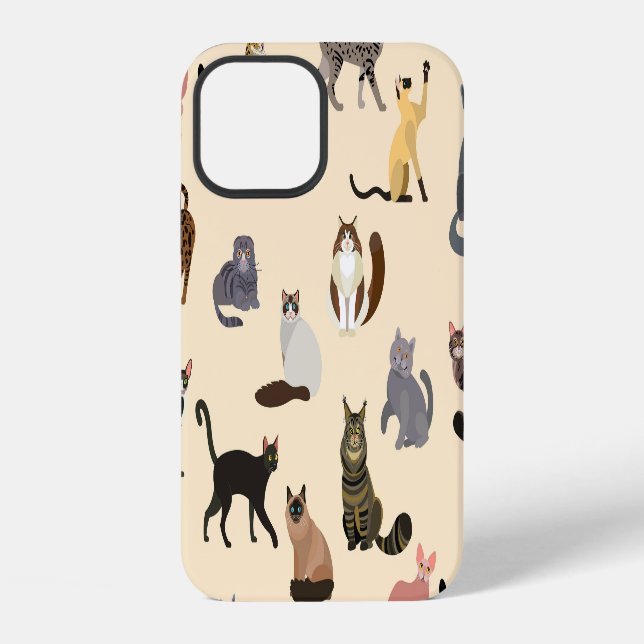 Colourful Cats: Different Breeds Pattern iPhone Case (Back)