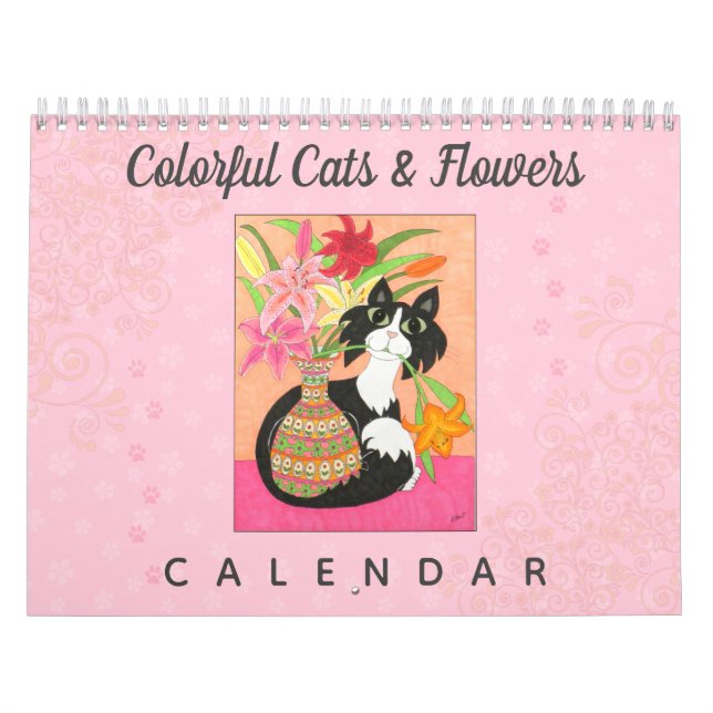 Colourful Cats Flowers Cute Girly Boho 2022 Art Calendar (Cover)