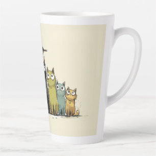 Colourful Cats Group – Cute Whimsical Cat Art Latte Mug