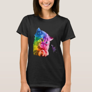 Colourful Cat's Head Pop Style Bright Cat And Butt T-Shirt