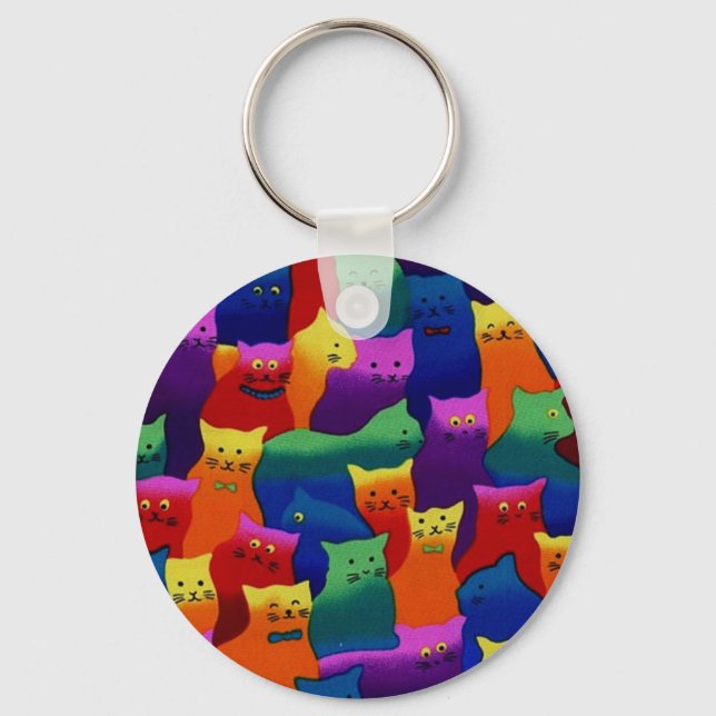 Colourful Cats Key Ring (Front)