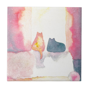 Colourful Cats on a Sunny Sofa Tile