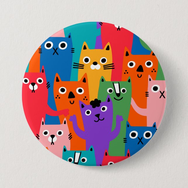 Colourful cats pattern 7.5 cm round badge (Front)