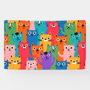 Colourful cats pattern banner