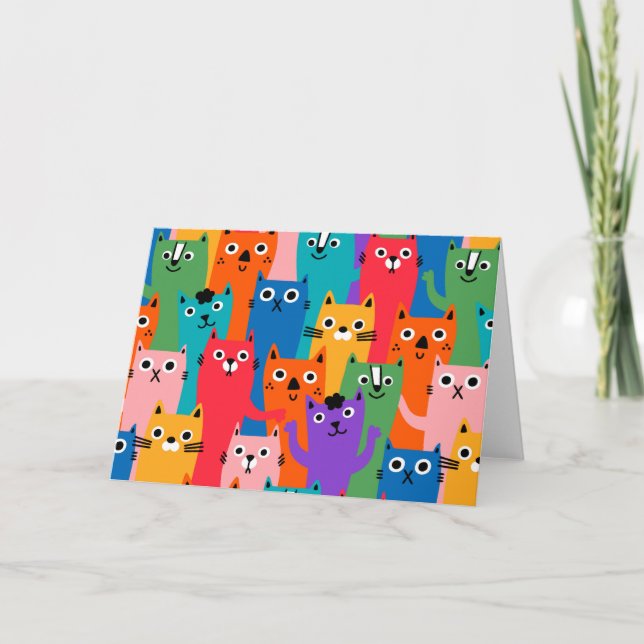 Colourful cats pattern card (Front)