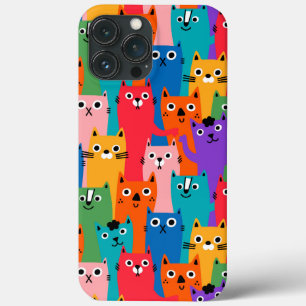 Colourful cats pattern iPhone 13 pro max case