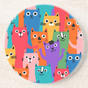 Colourful cats pattern coaster