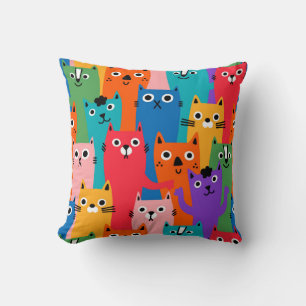 Colourful cats pattern cushion