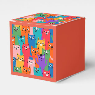 Colourful cats pattern favour box