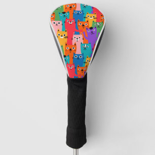 Colourful cats pattern golf head cover
