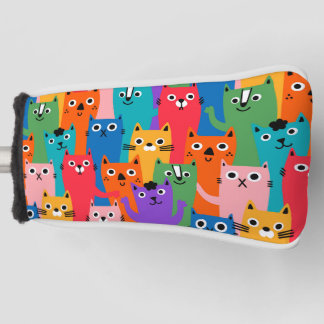Colourful cats pattern golf head cover