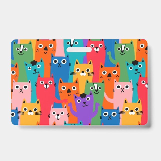 Colourful cats pattern ID badge (Front)