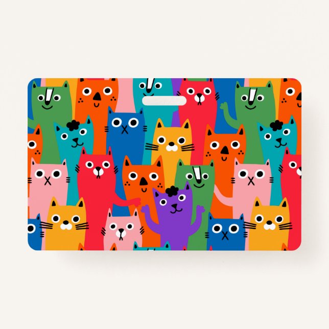 Colourful cats pattern ID badge (Front)