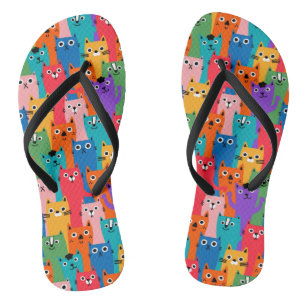 Colourful cats pattern jandals