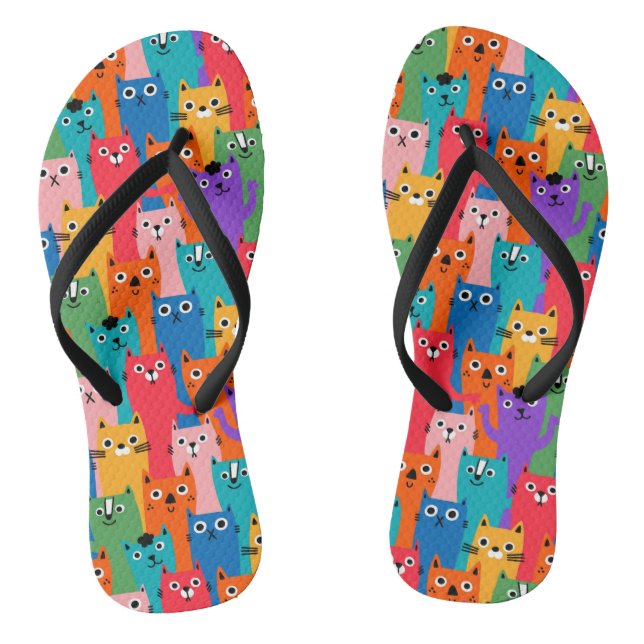 Colourful cats pattern jandals (Footbed)
