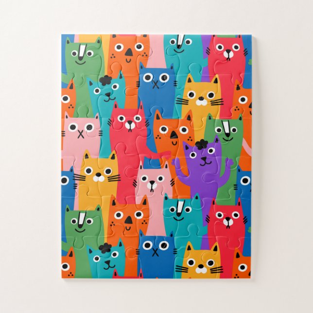 Colourful cats pattern jigsaw puzzle (Vertical)