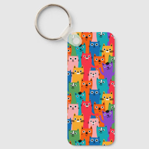 Colourful cats pattern key ring