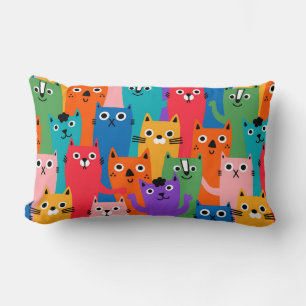 Colourful cats pattern lumbar cushion