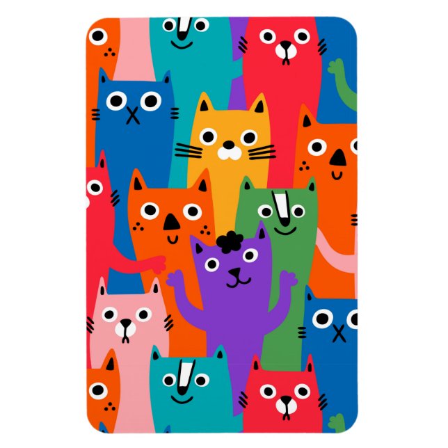 Colourful cats pattern magnet (Vertical)