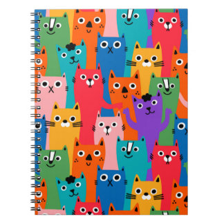 Colourful cats pattern notebook