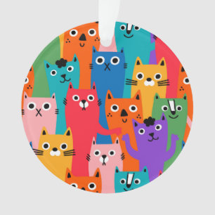 Colourful cats pattern ornament