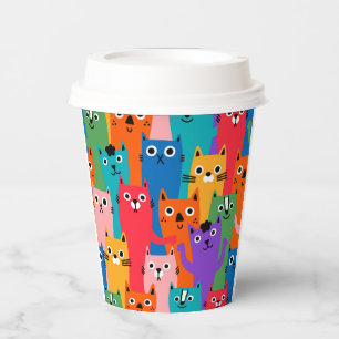 Colourful cats pattern paper cups