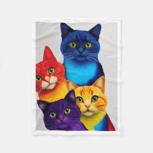 Colourful Cats Portrait Blanket
