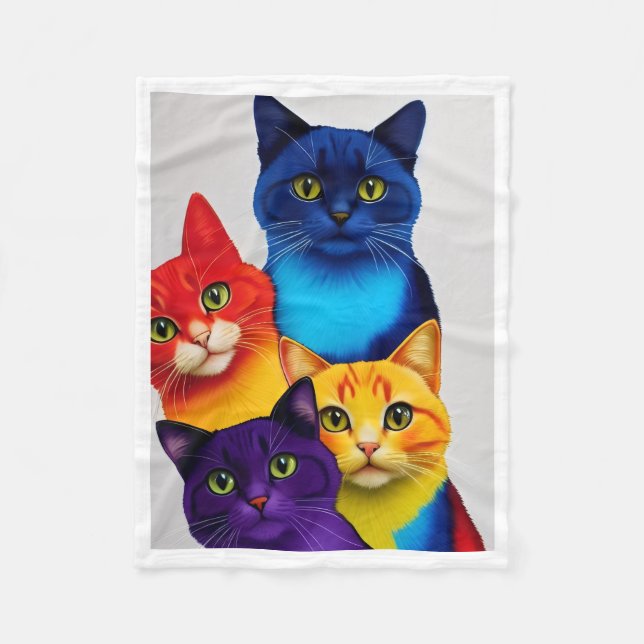 Colourful Cats Portrait Blanket (Front)