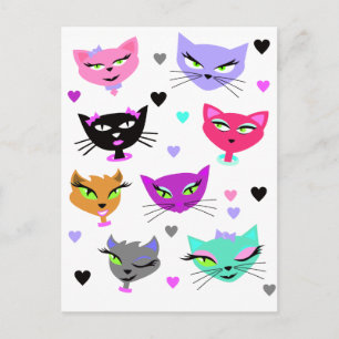 Colourful Cats Postcard