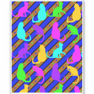 Colourful Cats stripes and polkadots Animal pop ar