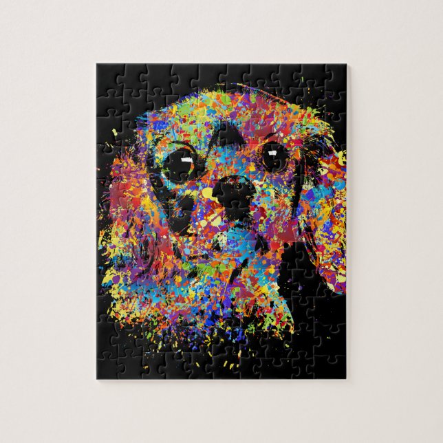 Colourful Cavalier King Charles Spaniel Jigsaw Puzzle (Vertical)