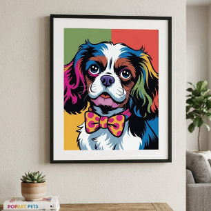 Colourful Cavalier King Charles Spaniel Pop Art Poster