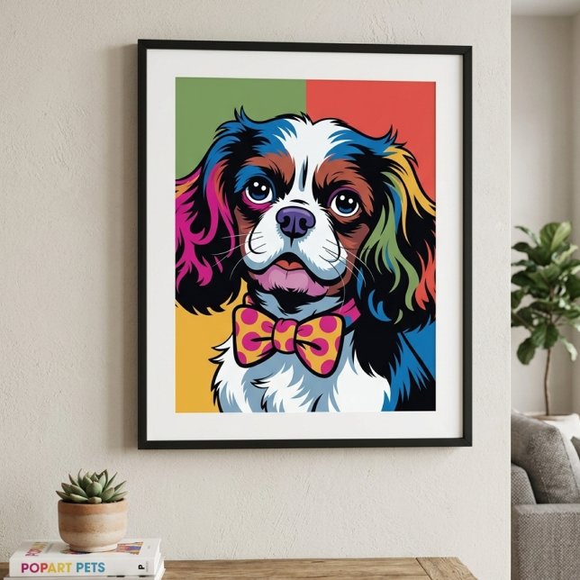 Colourful Cavalier King Charles Spaniel Pop Art Poster (cavalier king charles spaniel pop art poster)