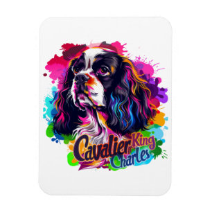 Colourful Cavalier King Charles Spaniel Vibrant Do Magnet