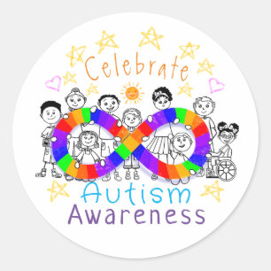 Colourful Celebrate Autism Awareness Fun Stickers