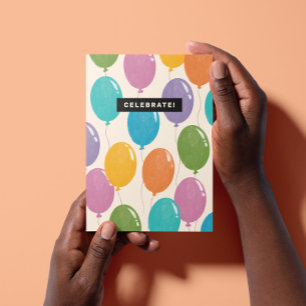 Colourful Celebrate Birthday Balloons Card