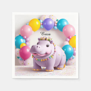Colourful Celebration with Adorable Hippo Napkin