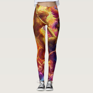 Colourful Celestial Conflict Abstract Painting Leggings
